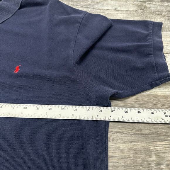Vintage Y2K Polo Ralph Lauren Navy Blue‎ Mens 2XLT Red Pony Golf Polo Shirt EUC - Picture 6 of 8